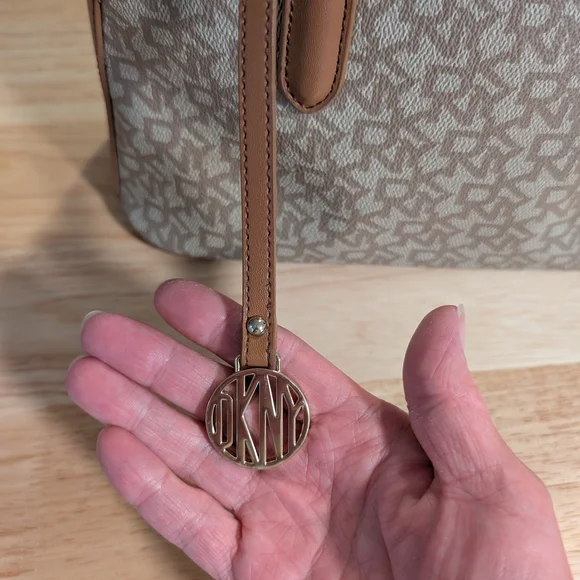 DKNY Beige and Brown Patterned Satchel - Picture 6 of 12